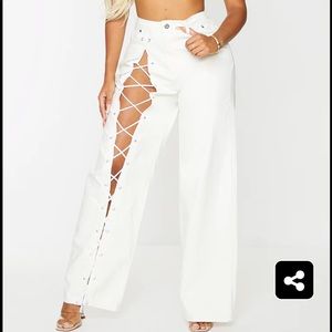 Tie up cut out jeans